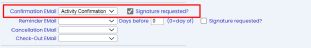 Confirmation email section completed for generating automatic electronic signature request